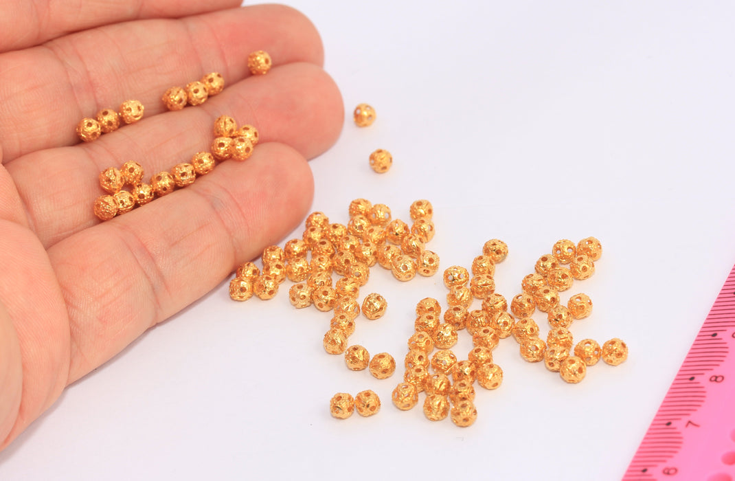 4mm Matt Gold Plated Ball Beads, Round Beads,Gold  BRT375