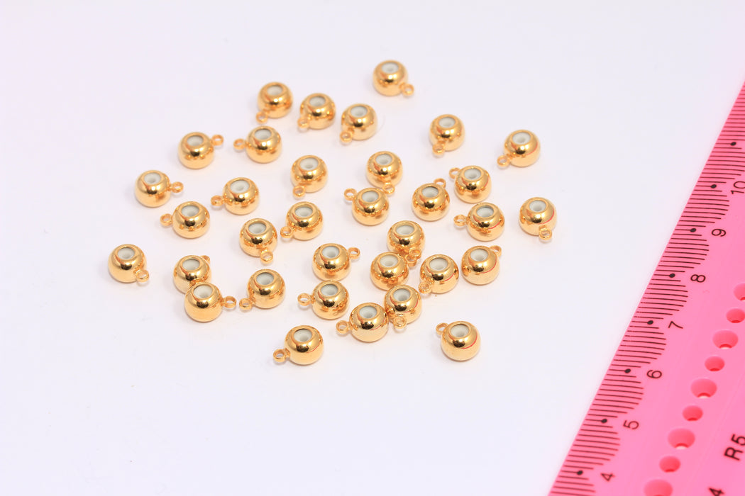 6mm 24k Shiny Gold Rubber Stopper, Connector Beads, Gold Spacer Beads, MLS772