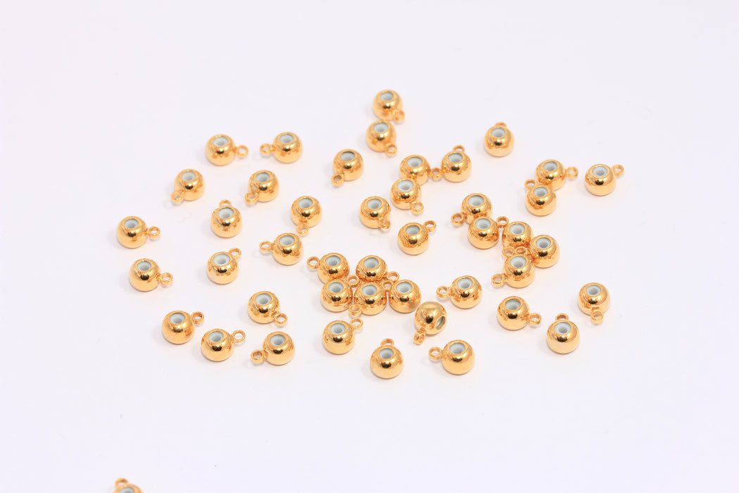 5mm 24k Shiny Gold Rubber Stopper, Connector Beads, Gold Spacer Beads, MLS822