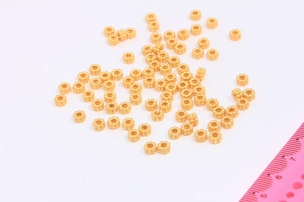 5mm 24k Matt Gold Rondelle Beads, Ball Spacer Beads, CHK109-3