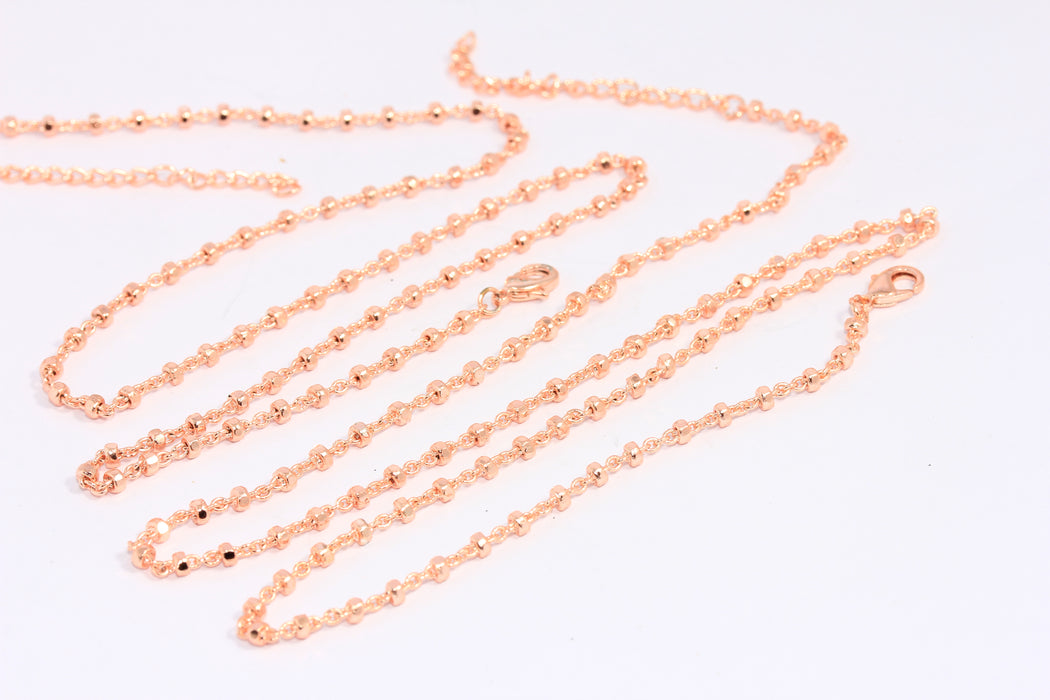 2,5mm Rose Gold Satellite Chain, Cube Beaded Chain, CHK281-3