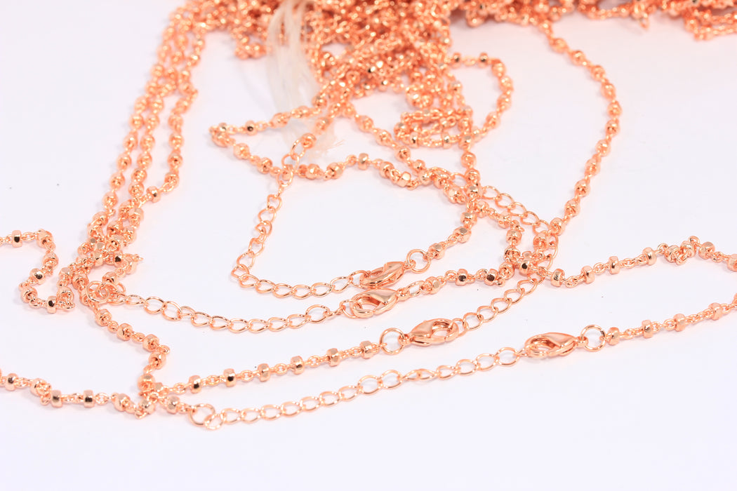 2,5mm Rose Gold Satellite Chain, Cube Beaded Chain, CHK281-3