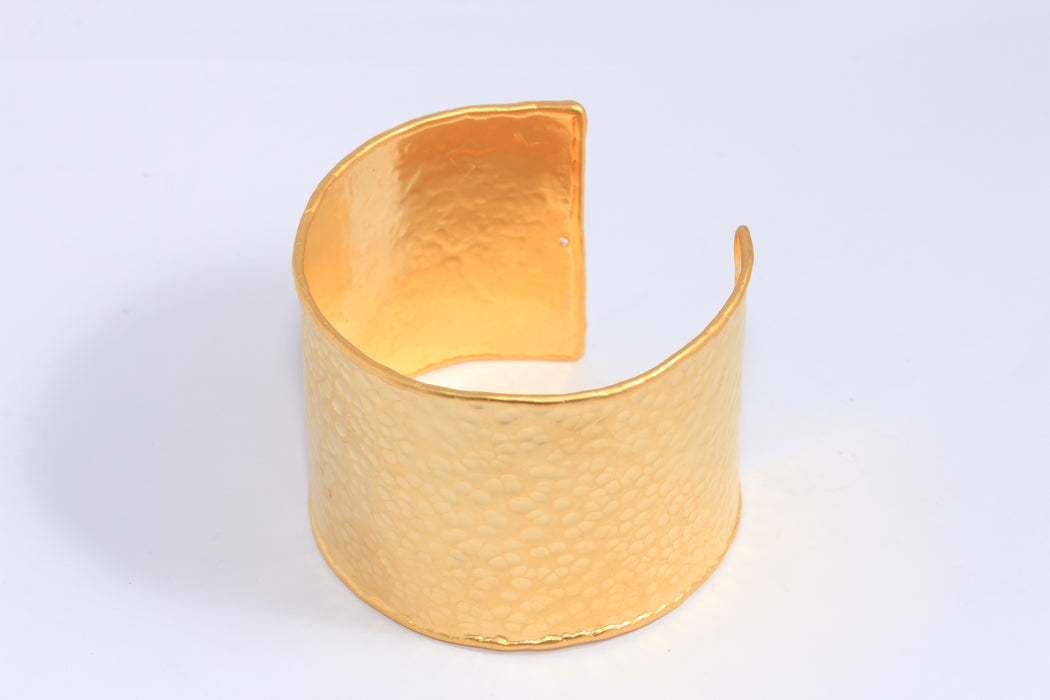 47mm 24k Matt Gold Cuff Bracelet, Handmade Domed Bracelet Bangle, CHK81-1