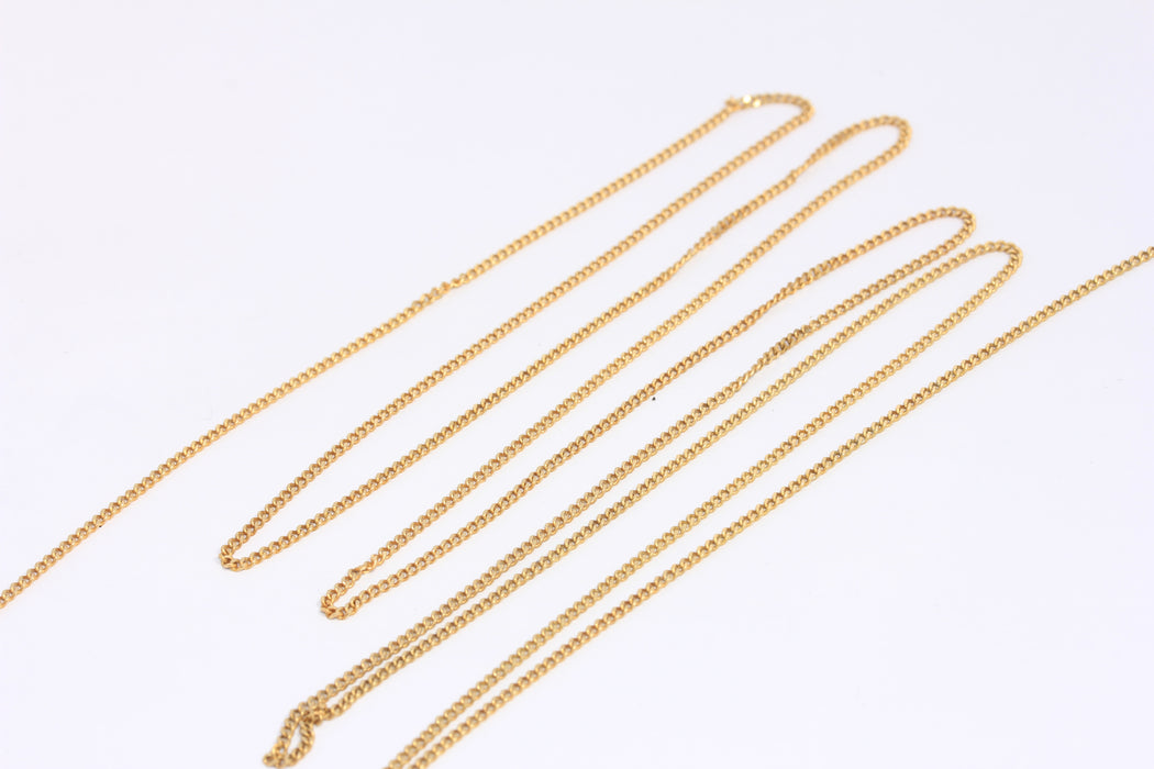 1,4mm Raw Brass Faceted Curb Chain, Tiny Raw Brass Cable Chain, KPT47