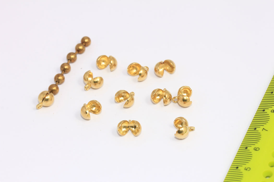 4,5mm Raw Brass Ball Chain Crimps, Fits 2,5mm, Chain Connector, CLO32