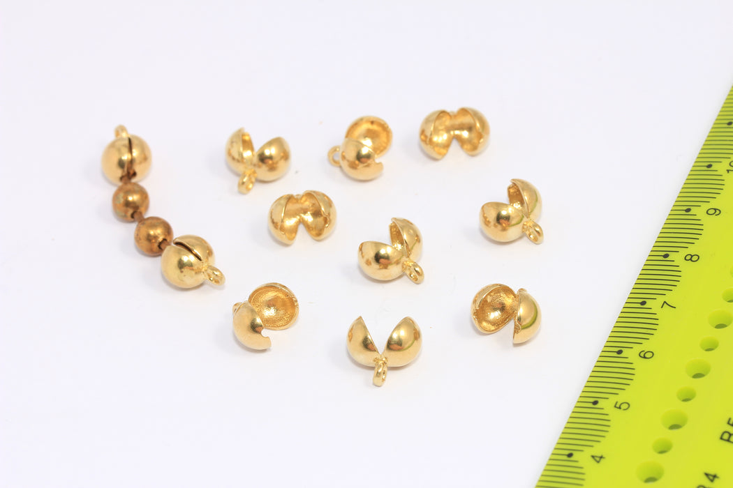 6mm Raw Brass Ball Chain Crimps, Fits 4-6mm, Chain Connector, CLO26