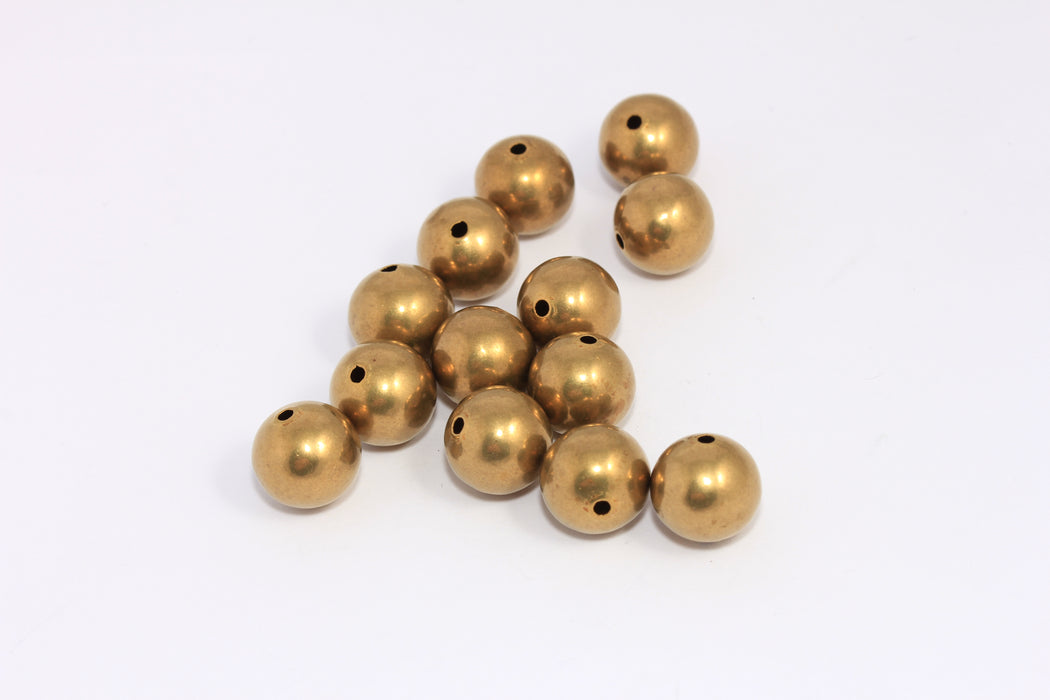 12mm Raw Brass Ball Beads, Ball Hollow Spacer Beads, CHK303-2