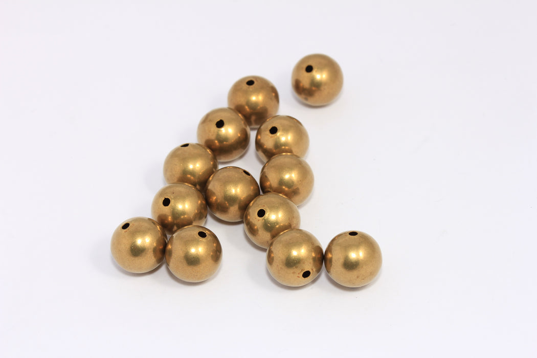 12mm Raw Brass Ball Beads, Ball Hollow Spacer Beads, CHK303-2