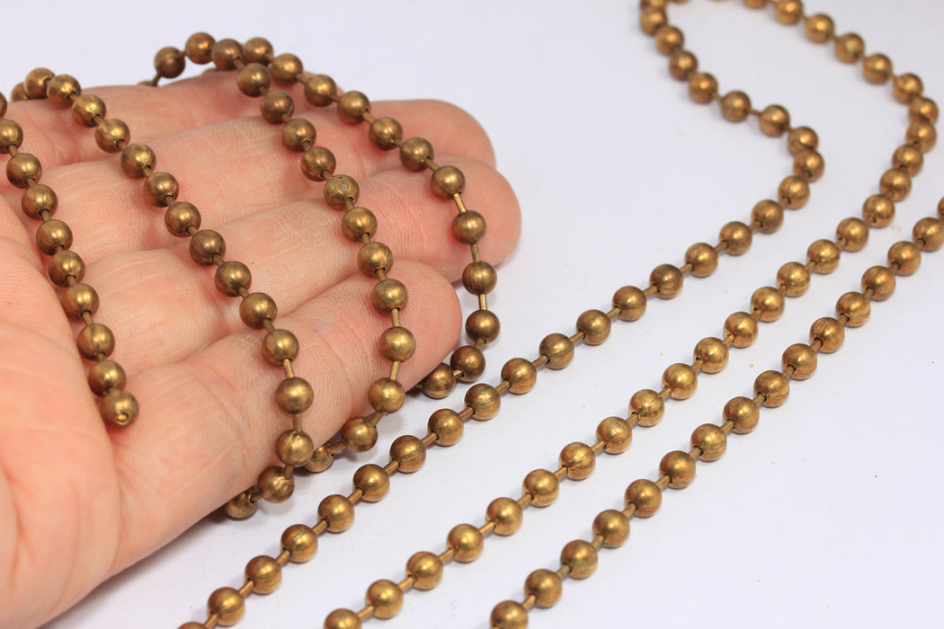 4,5mm Raw Brass Ball Chain, Ball Beaded Chain, KPT56-1