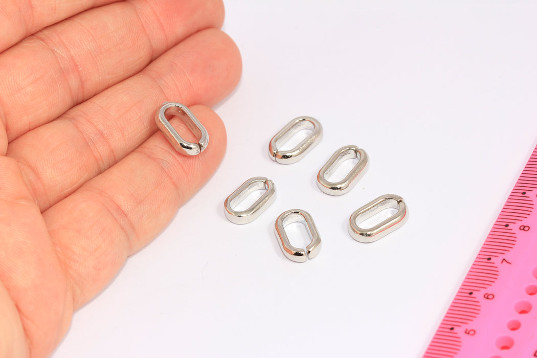 8,4x13x8mm Rhodium Plated Oval Link Charm, Connector Charms, CHK403-8