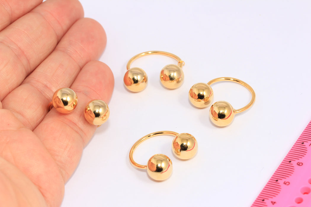 19-20mm 24k Shiny Gold Ball Ring, Gold Open Minimalist Ring, CHK466-5