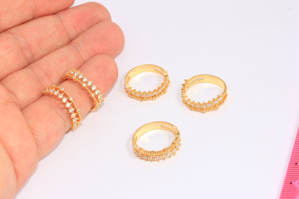 17mm 24k Shiny Gold Micro Pave Rings, CZ Band Dainty Rings, CHK451-7