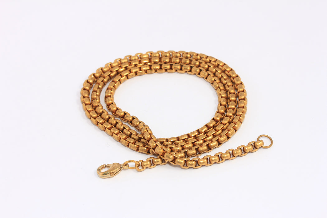 3,8mm Raw Brass Box Chain Necklace, Ready Thick Box Necklace, KPT51-3