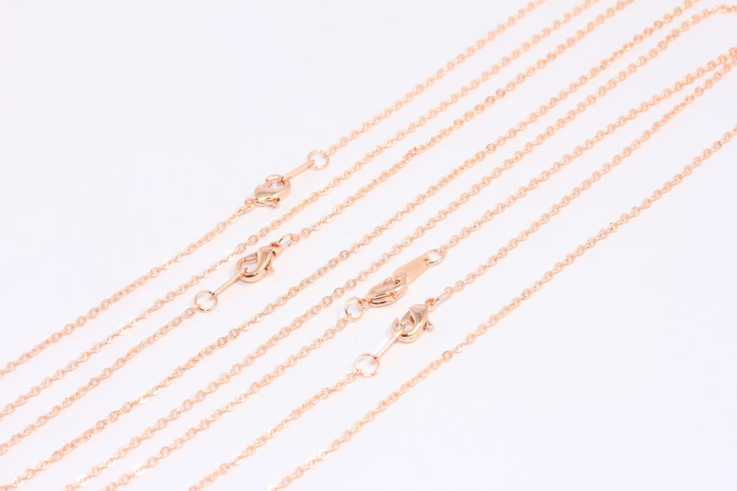 17" Rose Gold Plated Necklace, Rose Gold Curb Chain Necklace, CHK410-3