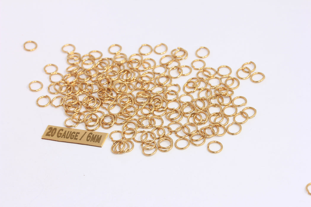 20 Ga 6mm Raw Brass Open Jump Rings, Raw Brass Connector, HLS6