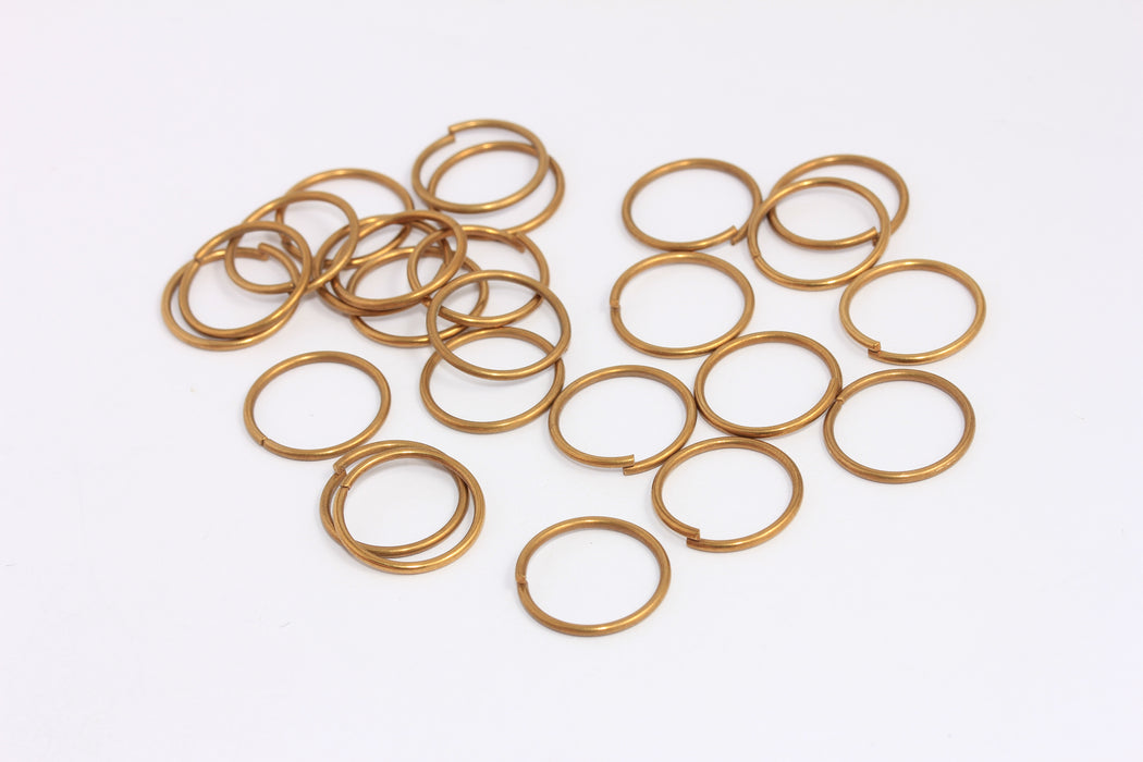 16mm 17 Ga Raw Brass Jump Rings, Open Jump Rings, HLS16