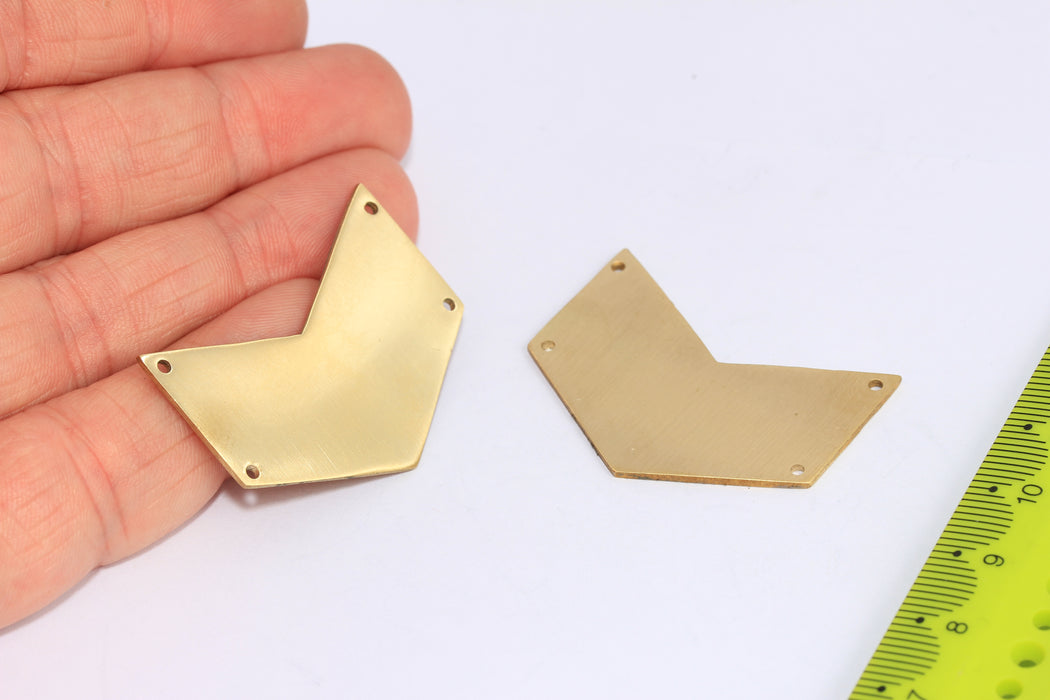 17x38mm Raw Brass Chevron Charms, Brass Chevron Pendant SOM78