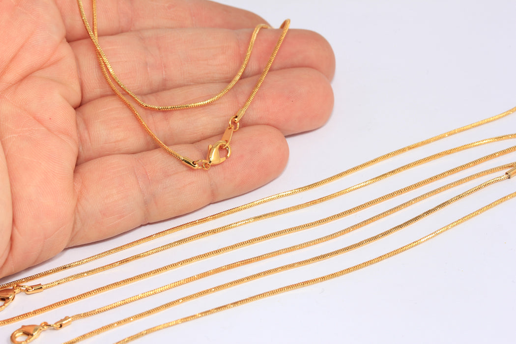 17'' 24k Shiny Gold Snake Necklace, Ready Tiny Snake Necklace, CHK591