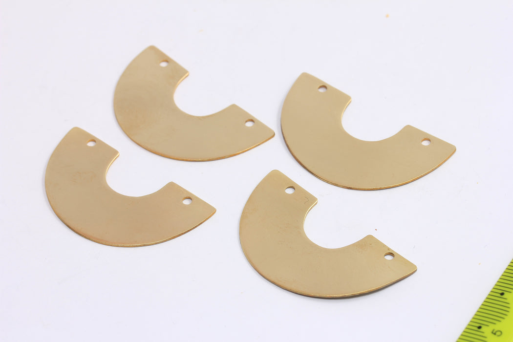 21x41mm Raw Brass Semicircle Pendant, Half Moon Charms,  CHK63-1