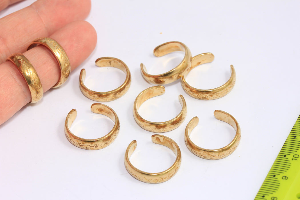 17-18mm Raw Brass Adjustable Ring, Wide Band Ring, CHK561-1