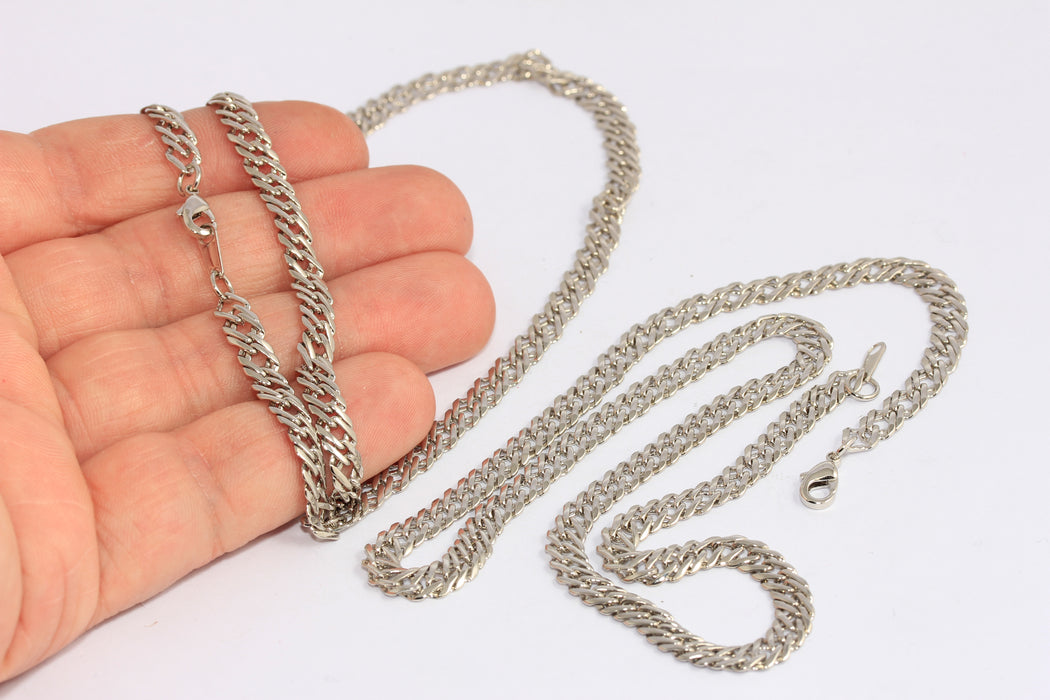 17 '' 5,3mm Rhodium Plated Snake Necklace, Ready Made Mesh Necklace, CHK553-4