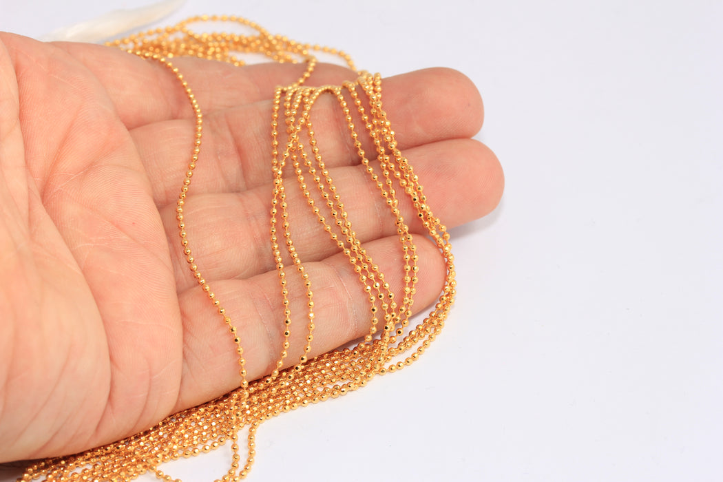 1,5mm 24k Shiny Gold Ball Beaded Chain, Lace Ball Chain, BXB65-3