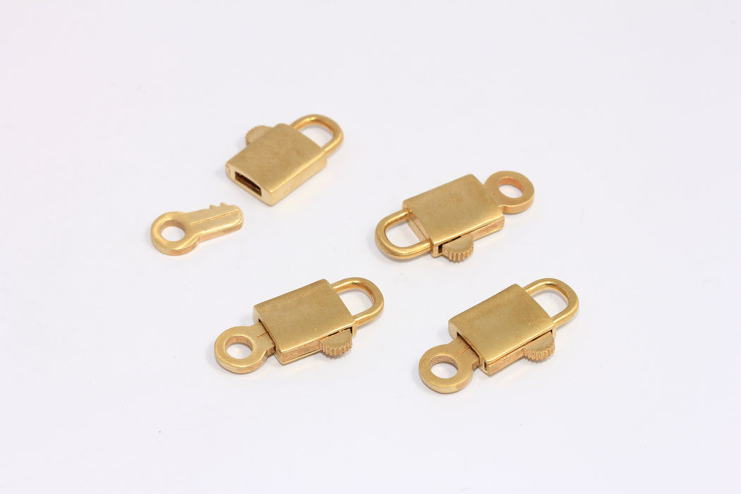 12x25mm Raw Brass Padlock Charms, Mini Lock With Key, Brass Padlock Pendant, MLS549