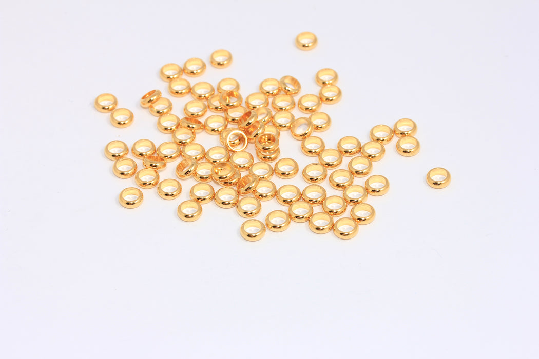 5,8mm 24k Shiny Gold Connector Ring, Gold Spacer Beads, BRT197