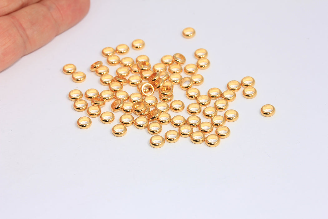 5,8mm 24k Shiny Gold Connector Ring, Gold Spacer Beads, BRT197