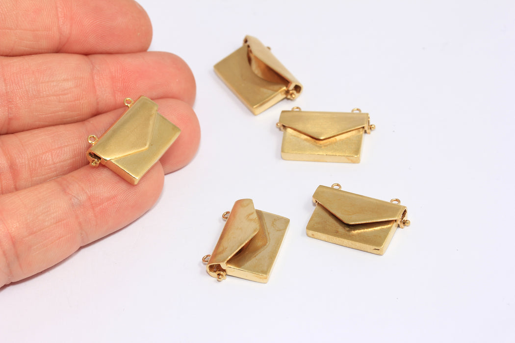 13x19mm Raw Brass Envelope Charms, Letter Envelope Pendant, CHK89-4