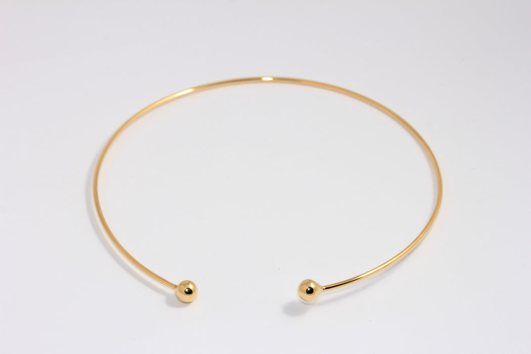 2mm 24k Shiny Gold Choker, Wire Choker Necklace, Adjustable Necklace, CHK328-1