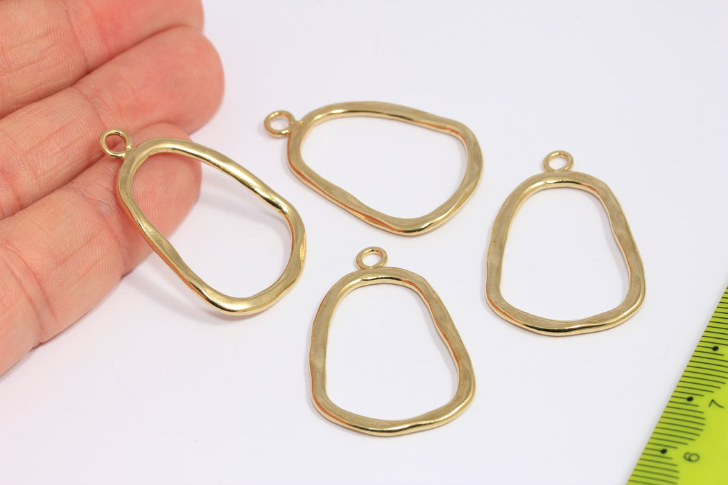 24x32mm Raw Brass Irregular Drop Charms, Drop Ring Pendant, CHK412-5