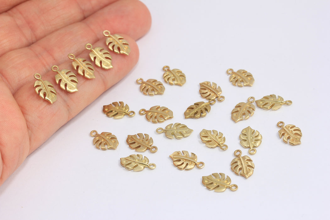 8x13mm Raw Brass Leaf Pendant, Brass Leaf Charms, CHK412-6