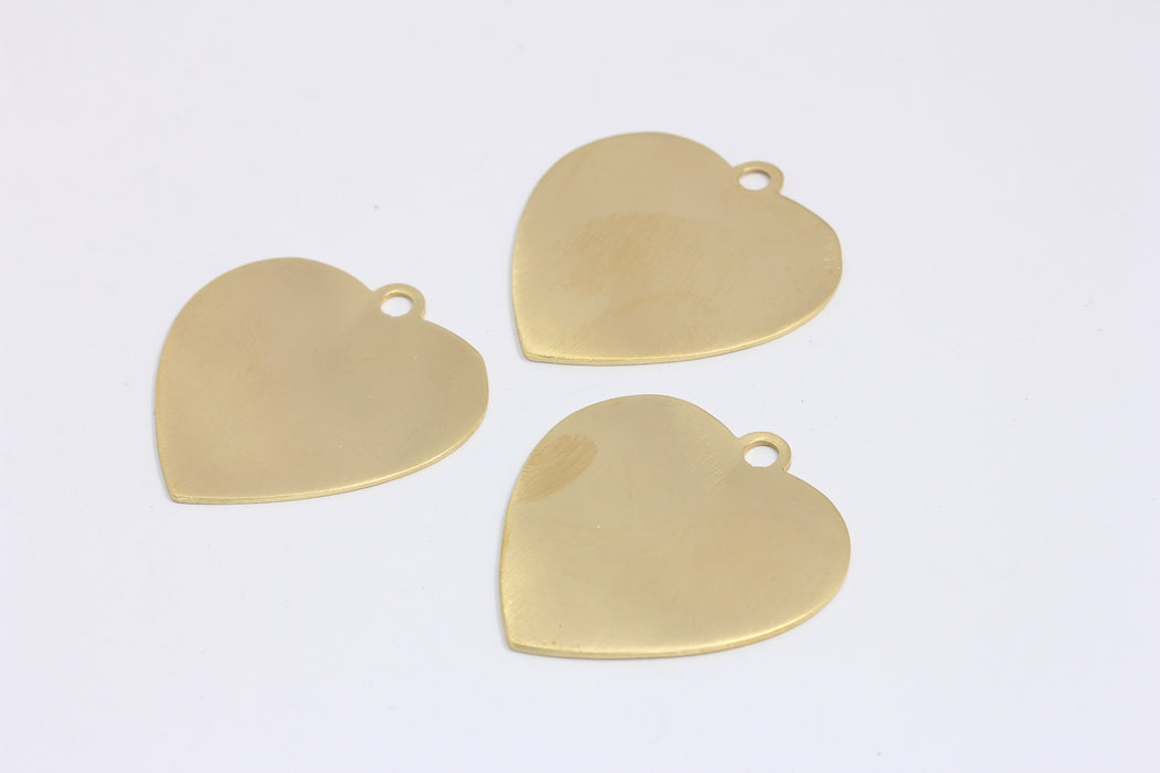 35mm Raw Brass Heart Disc Pendant, Stamping Heart Charms, CHK412-8