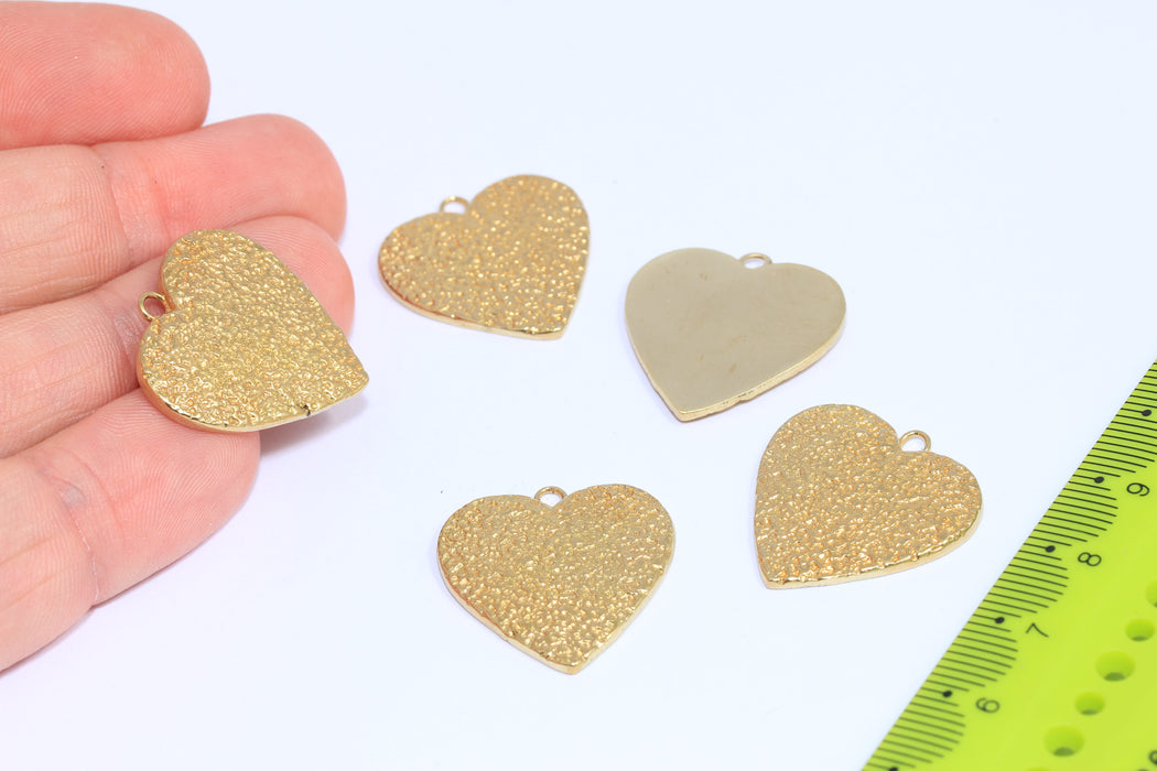 23x24mm Raw Brass Heart Medallion, Hammered Heart Pendant, CHK412-4