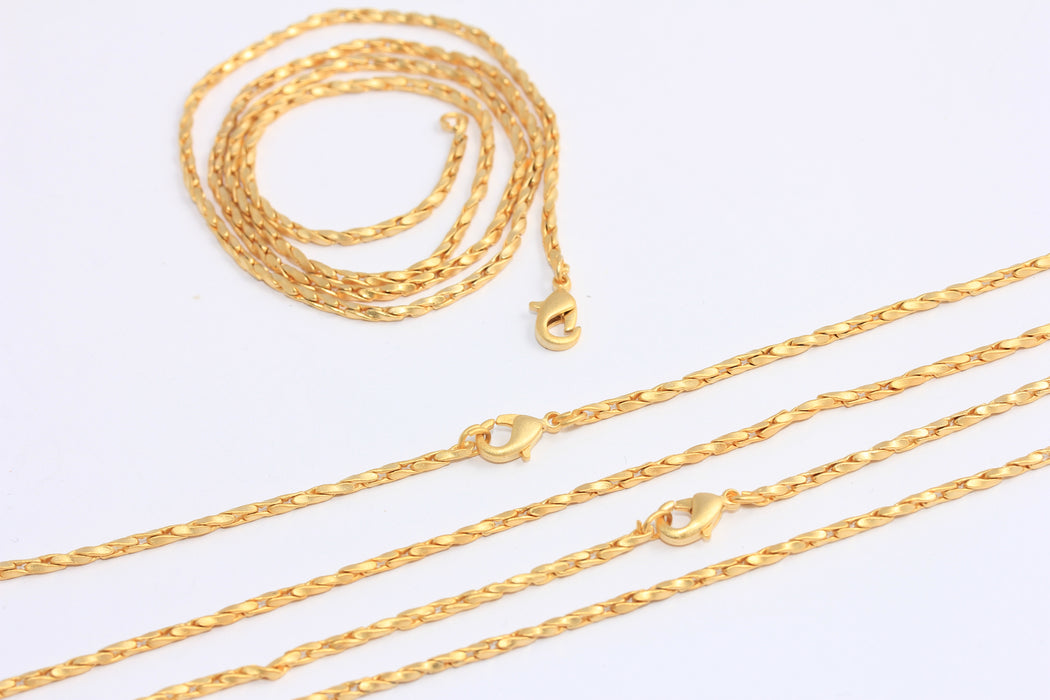 18" 1,9mm 24k Shiny Gold Snake Necklace, Ready Snake Necklace Chain, BXB253-5