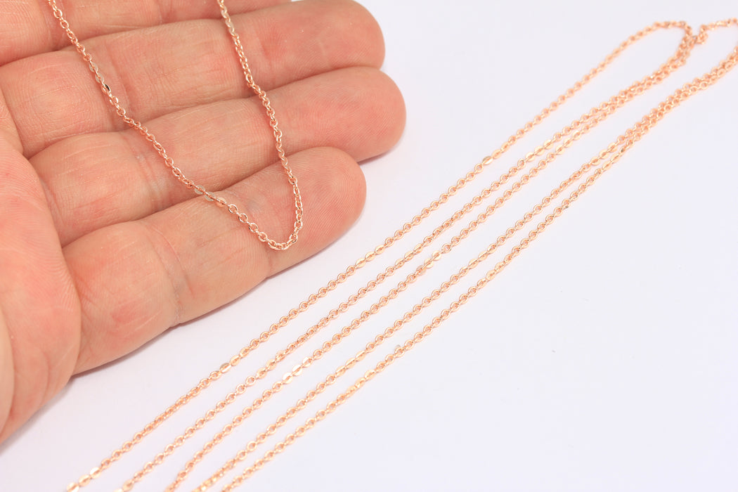 2,5mm Rose Gold Cable Chain, Tiny Rose Gold Rolo Chain, BXB238