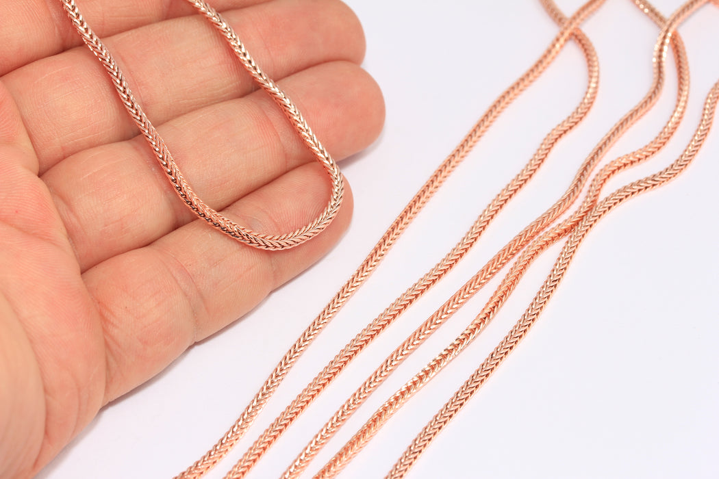 2,2mm Rose Gold Snake Chains, Rose Gold Mesh Chains, BXB222