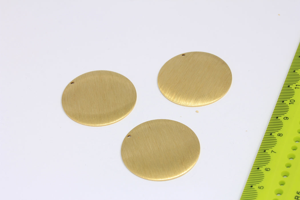 35mm Raw Brass Medallion Pendant, Round Stamping Blank, ROSE674