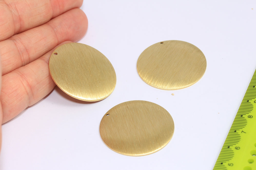 35mm Raw Brass Medallion Pendant, Round Stamping Blank, ROSE674