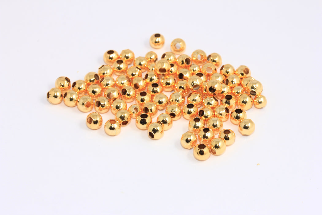 6mm Gold Tone Ball Beads, Gold Spacer Ball Beads, BXB403