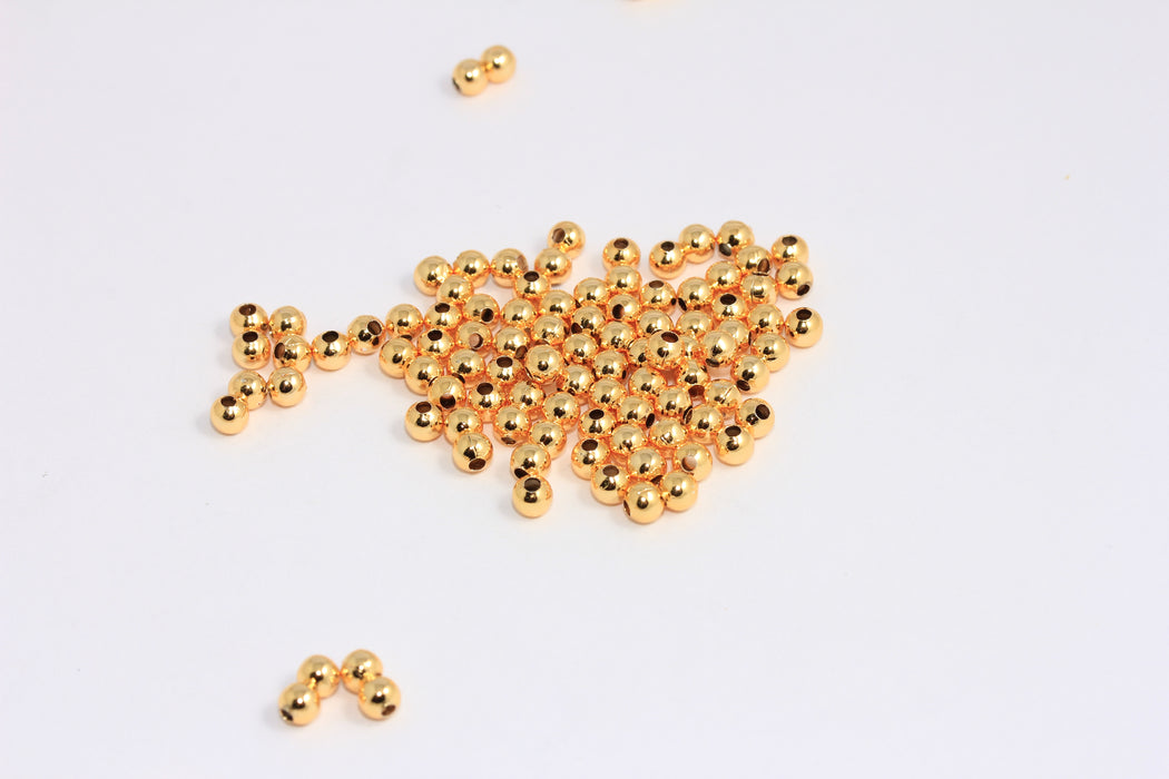 4mm Gold Tone Ball Beads, Gold Spacer Ball Beads, BXB401