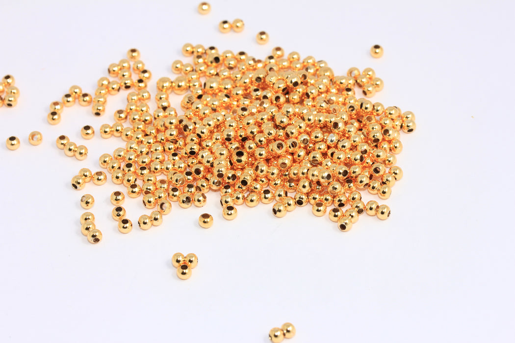 3mm Gold Tone Ball Beads, Gold Spacer Ball Beads, BXB400