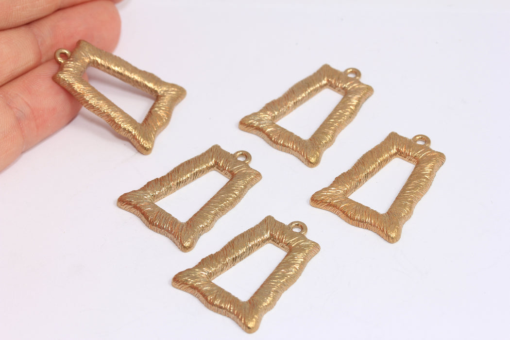 20x28mm Raw Brass Frame Pendant, Trapezoid Shaped Frame Charm, ROSE501