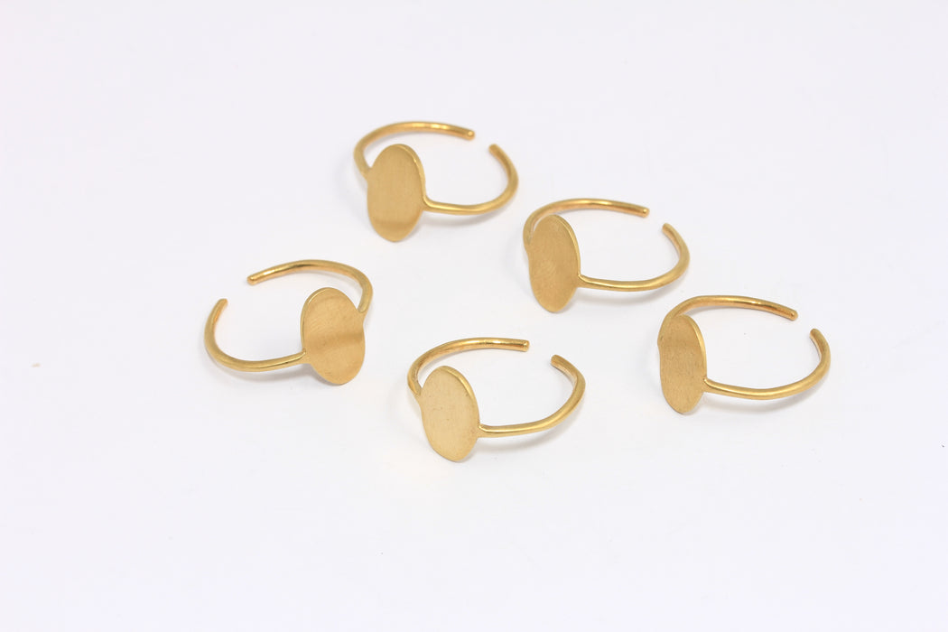 16mm Raw Brass String Rings, Closed Rings, Oval Coin Ring, BXB175-6