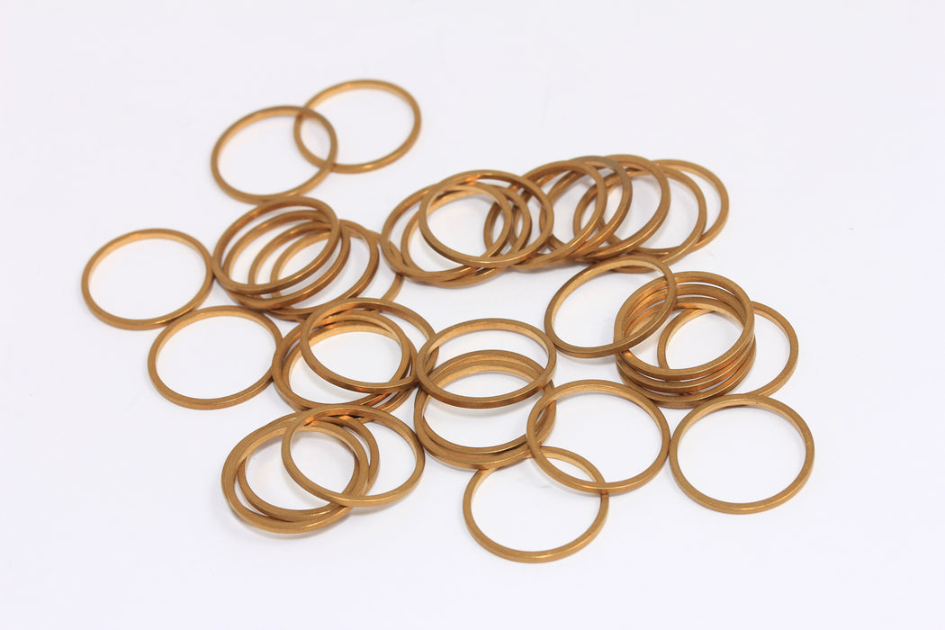 16mm Raw Brass Closed Rings, Flat Ring Charms, HLS39