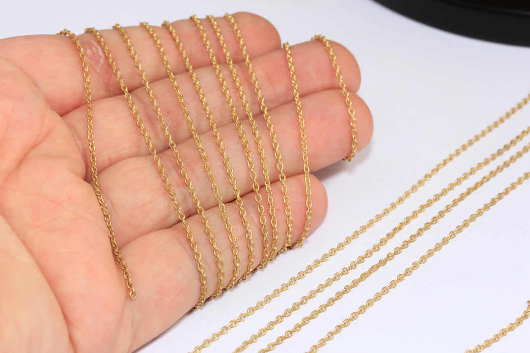 1,5x1,8mm Raw Brass Cable Chains, Tiny Brass Rolo Cable Chains, KPT57