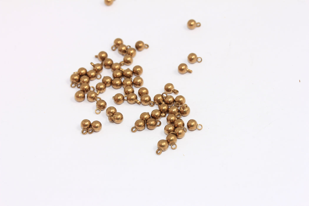 4mm Raw Brass Ball Beads, Ball Pendant, Drop Ball Beads, HLS37