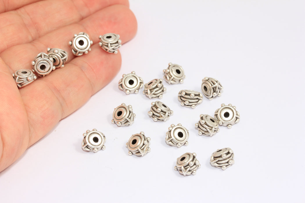 6mm Antique Silver Spacer Beads, Irregular Shape Bracelet Charms, ETS129