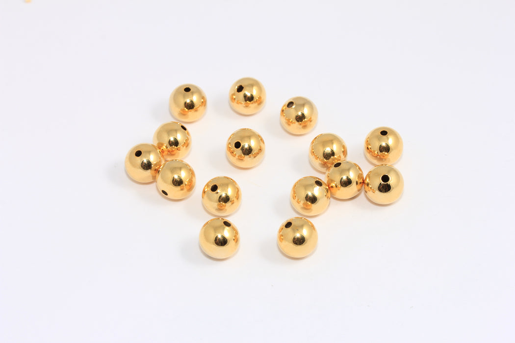 8mm 24k Shiny Gold Ball Beads, Round Ball Pendant Spacer Beads, ETS169